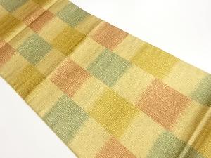 すくい織金通し変わり市松模様全通袋帯